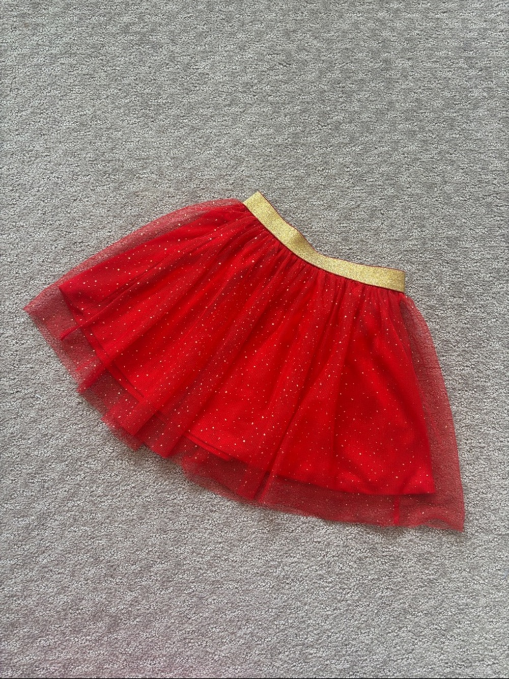 Epic Threads Red Tulle Skirt with Gold Waistband and details